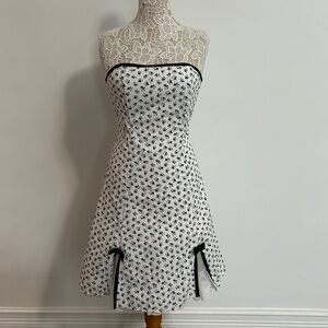 Strapless Black and White Dress with Bows